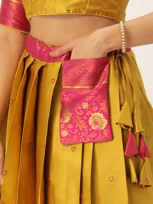 South Indian Traditonal Woven With Zari Work Half Saree 4