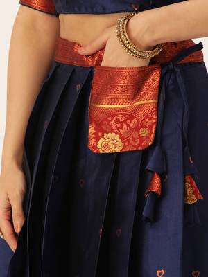 South Indian Traditonal Woven With Zari Work Half Saree 4
