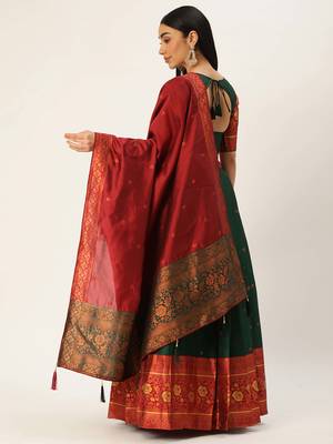 South Indian Traditonal Woven With Zari Work Half Saree 2