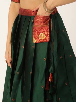 South Indian Traditonal Woven With Zari Work Half Saree 4