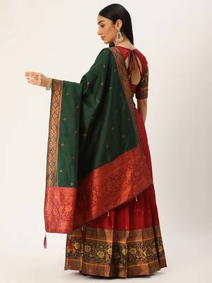 South Indian Traditonal Woven With Zari Work Half Saree 2