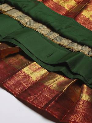 South Indian Traditonal Woven With Zari Work Half Saree 5