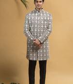 Black chikankari indowestern on silk