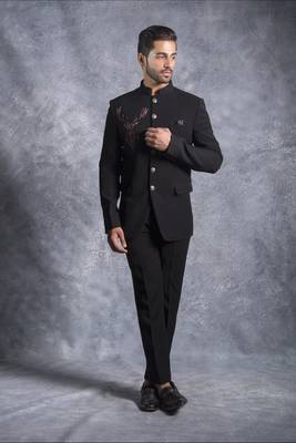 Black hand embroidered bandhgala set 2