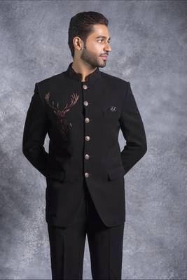 Black hand embroidered bandhgala set 3