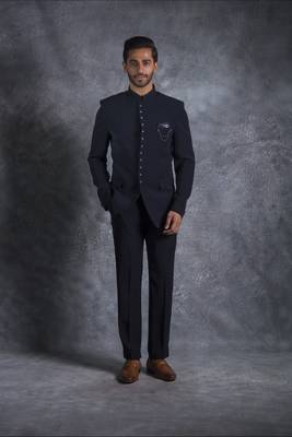 Navy bandhgala suit 1