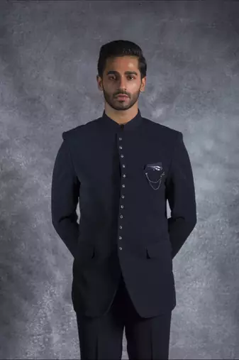 Navy bandhgala suit
