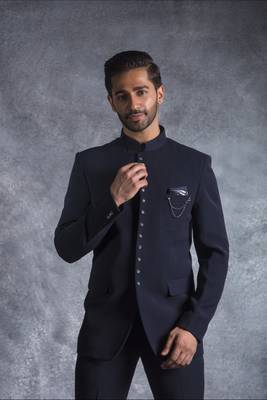 Navy bandhgala suit 3