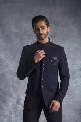 Navy bandhgala suit