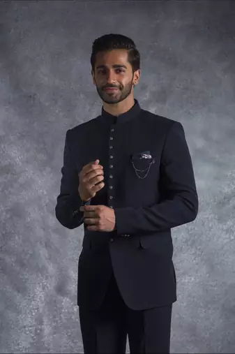 Navy bandhgala suit