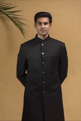 Black  indowestern set on terry rayon 2