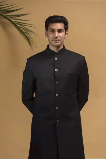 Black  indowestern set on terry rayon