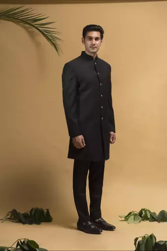 Black  indowestern set on terry rayon