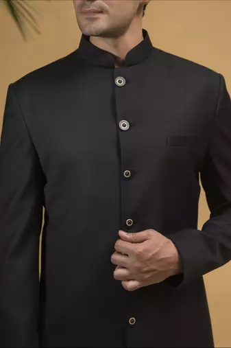 Black  indowestern set on terry rayon