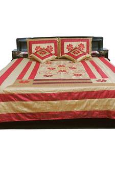 Famous Jaipuri 5 Pc. Maroon Silk Double Bed Cover Diwali Gift 309