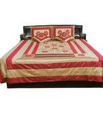 Famous Jaipuri 5 Pc. Maroon Silk Double Bed Cover Diwali Gift 309