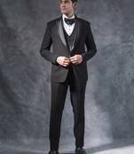 Black tuxedo suit with pintex and swarovski detailing