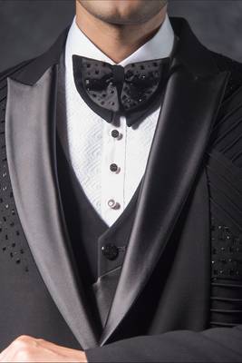 Black tuxedo suit with pintex and swarovski detailing 4