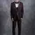 Wine tuxedo suit with metal and pintex detailing