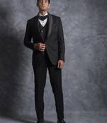 Black tuxedo suit on terry rayon fabric