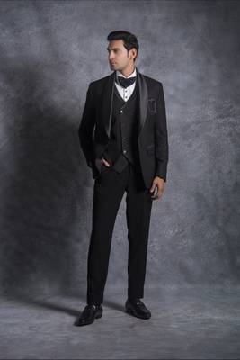 Black tuxedo suit on terry rayon fabric 2