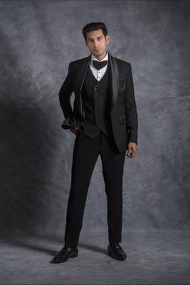 Black tuxedo suit on terry rayon fabric 3