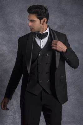 Black tuxedo suit on terry rayon fabric 4