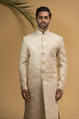 Golden Royal Jodhpuri Sherwani for Men for Grand Weddings 3