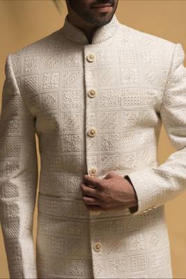 Cream Mens Jodhpuri Sherwani for Royal Weddings  4