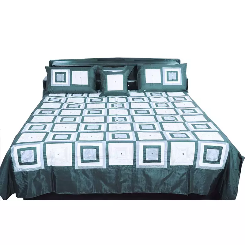 Jaipuri Royal 5 Piece Brown Silk Double Bed Cover Deepawali Gift 338