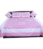 5 Piece Pink Embroidered Silk Double Bed Cover Diwali Gift 341