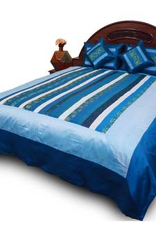 Designer Silk Double Bed Cover Cushion 5 Piece Set Diwali Special Gift 358