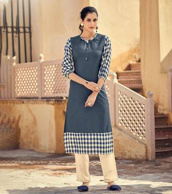 Designer Rayon Grey Color Checked Printed Kurta 1