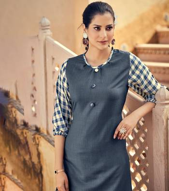 Designer Rayon Grey Color Checked Printed Kurta 2