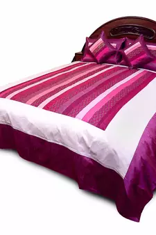 5 Piece Golden Brown Silk Double Bed Cover Set Deepawali Gift 359