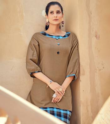 Designer Rayon Brown Color With Show Button Solid And Checked  Printed Kurta 2