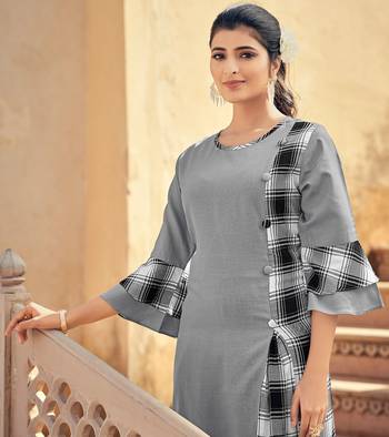 Designer Rayon Grey Color Checked Printed Kurta 2