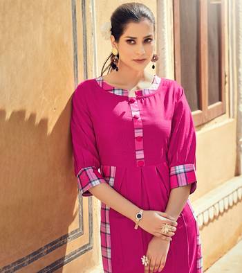 Designer Rayon Pink Color Solid And Checked Printed Kurta 2