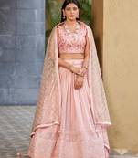 Phenomenal Pink Dori Zari Sequins And Thread Embroidered Georgette Lehenga Choli For Women