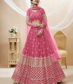 Pink Zari And Sequins Embroidered Georgette Lehenga Choli