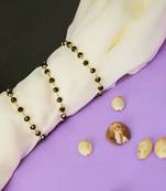 Piah fashion long gold plated  brass black moti fancy  
mala necklace chain for womens & girls-8128