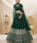 Green Zari And Sequins Embroidered Georgette Designer Lehenga Choli