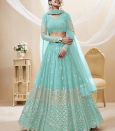  Sky Blue Zari And Sequins Embroidered Georgette Lehenga Choli And Dupatta