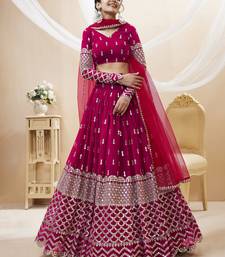 Provocative Hot Pink Zari And Sequins Embroidered Georgette Lehenga Choli For Party