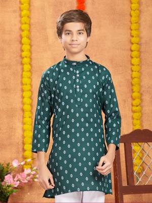 Aarika boys ethnic wear dark green colour solid kurta pyjama set 5