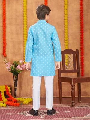 Aarika boys ethnic wear turquoise colour solid kurta pyjama set 4