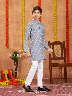 Aarika boys ethnic wear grey colour solid kurta pyjama set 2