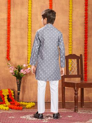 Aarika boys ethnic wear grey colour solid kurta pyjama set 4