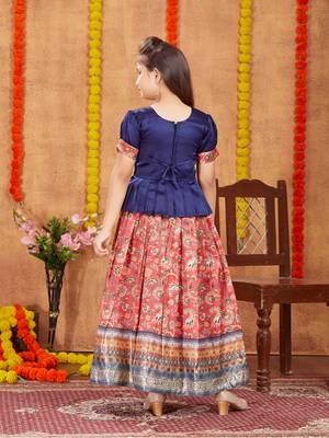 Aarika girls ethnic wear navy blue colour beads hand embroidery lehenga choli set 4