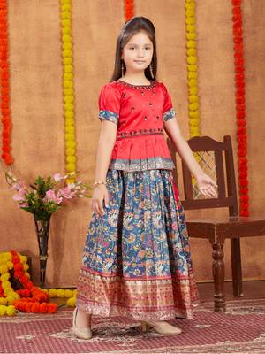 Aarika girls ethnic wear red colour beads hand embroidery lehenga choli set 2